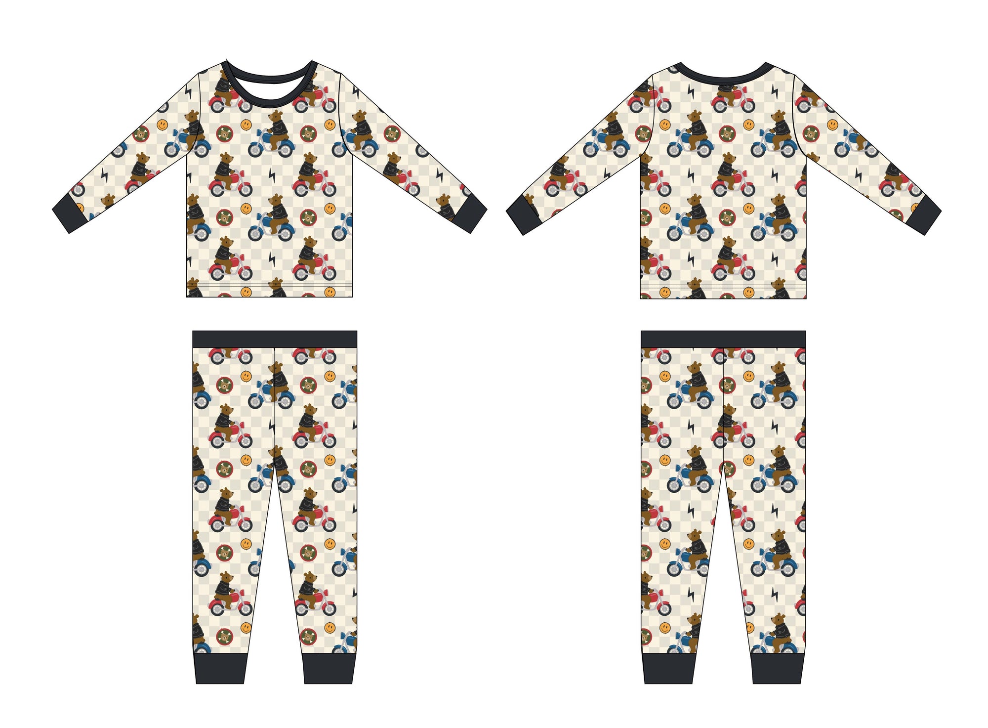 Biker Bear Two-Piece Pajamas